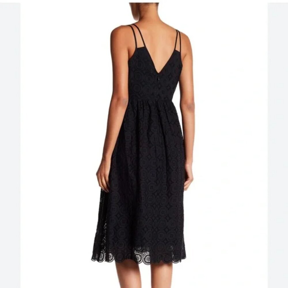 J. Crew Eyelet Double Strap Sleeveless Midi Dress Black Size - Picture 2 of 9